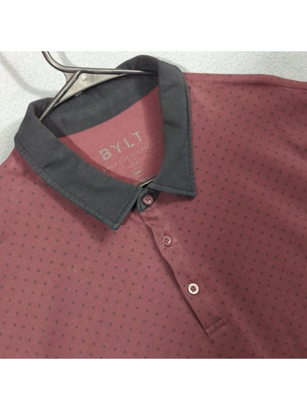 Bylt Basics Polo Shirt Men's XXL Maroon/ Black Drop Cut Short Sleeve Lux Casual